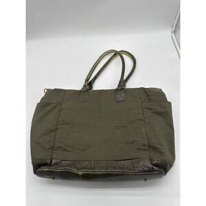 Pistil Hood River Oregon Brand Purse Nylon And Leather Shoulder Bag Green 16x12